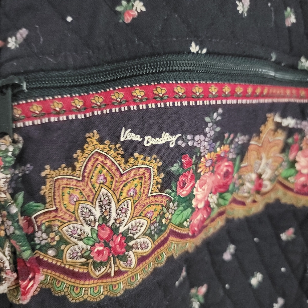 Vera Bradley Floral Garment Travel Bag Fabric Black Flowers